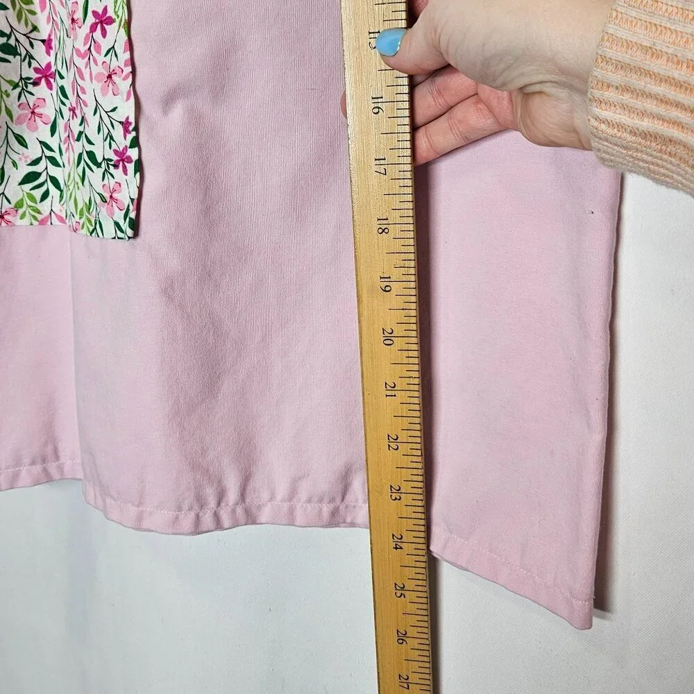 Homemade Pink Floral‎ Pocket Apron Dress Lace Ribbon Trim Ditzy Floral size 10